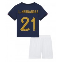 Otroški Nogometni dresi Francija Lucas Hernandez #21 Domači SP 2022 Kratek Rokav (+ Kratke hlače)